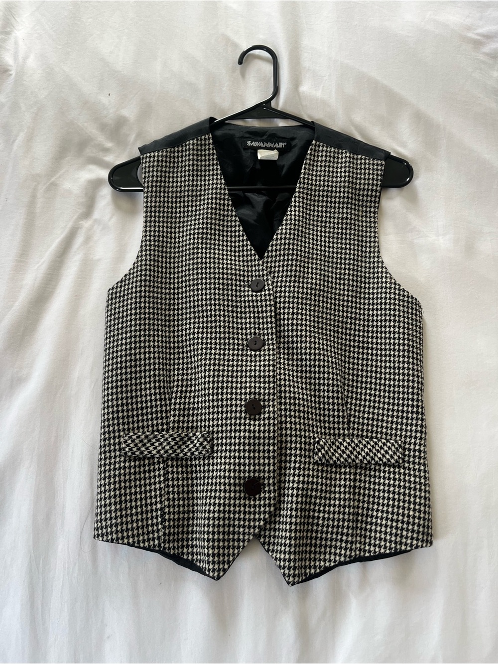 Vintage Black & White Houndstooth Women’s Vest